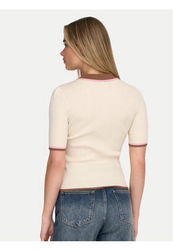 only - ONLY Polo Meddi 15363165 Beżowy Slim Fit. Typ kołnierza: polo. Kolor: beżowy. Materiał: syntetyk