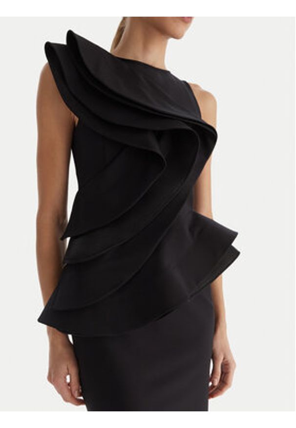 Babylon Sukienka koktajlowa MF0214 Czarny Slim Fit. Kolor: czarny. Materiał: syntetyk. Styl: wizytowy