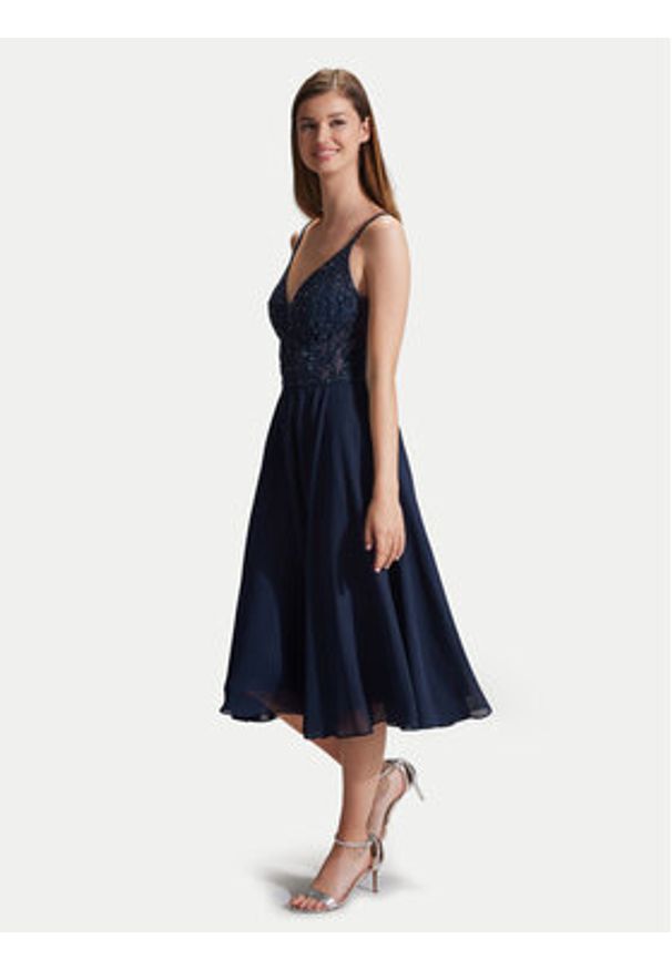 Hey Kyla Sukienka koktajlowa 5AC106HK Granatowy Slim Fit. Kolor: niebieski. Materiał: syntetyk. Styl: wizytowy