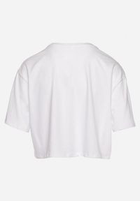 Born2be - Biały Bawełniany T-shirt Oversize o Krótkim Kroju z Nadrukiem Prismarina. Kolor: biały. Materiał: bawełna. Długość: krótkie. Wzór: nadruk #6
