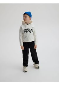 Reserved - Bawełniana bluza z nadrukiem - złamana biel. Materiał: bawełna. Wzór: nadruk #1