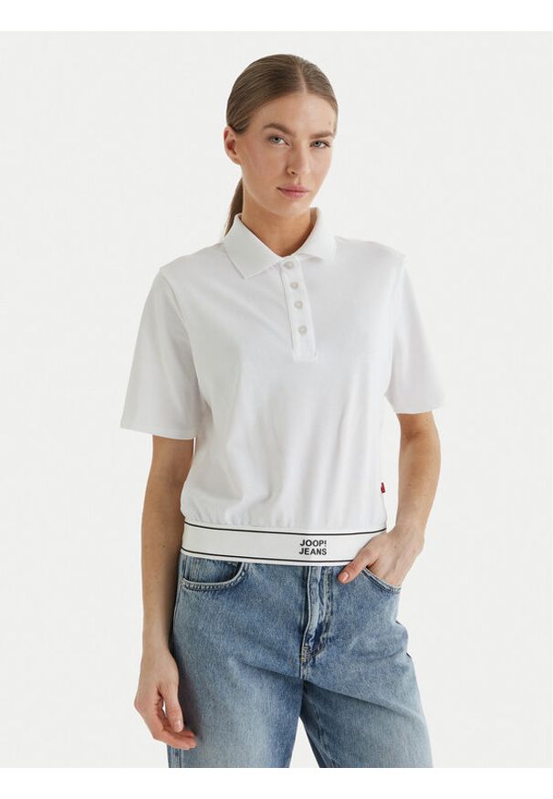 JOOP! Jeans Polo Talena 10100104 30100660 Biały Modern Fit. Typ kołnierza: polo. Kolor: biały. Materiał: bawełna