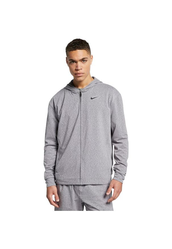 Bluza z kapturem Nike Full-Zip Yoga, Mężczyźni. Typ kołnierza: kaptur. Kolor: szary. Materiał: poliester, materiał