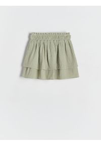 Reserved - Muślinowa spódnica - oliwkowy. Kolor: oliwkowy. Materiał: tkanina, bawełna #1