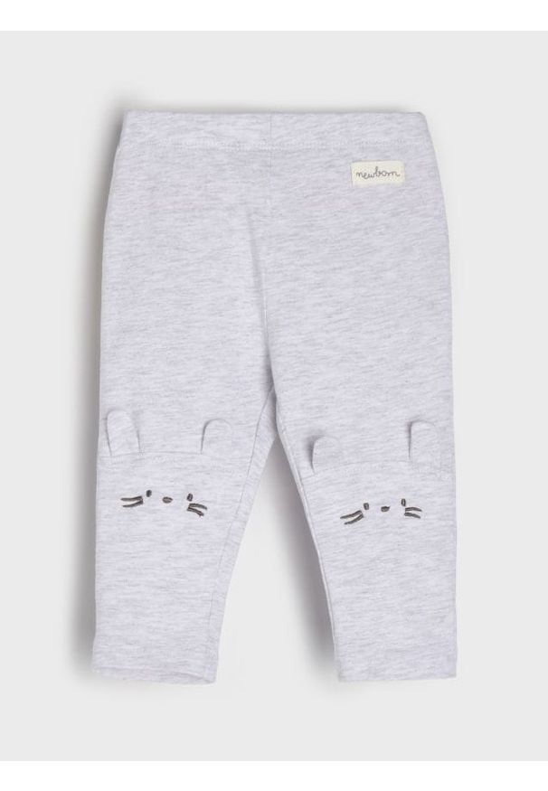 Sinsay - Bawełniane legginsy z elementami 3D - szary. Kolor: szary. Materiał: bawełna