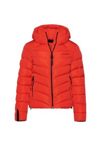 Damska kurtka z kapturem z mikrofibry Superdry. Typ kołnierza: kaptur. Kolor: czerwony. Materiał: mikrofibra. Długość rękawa: długi rękaw. Sezon: zima #1