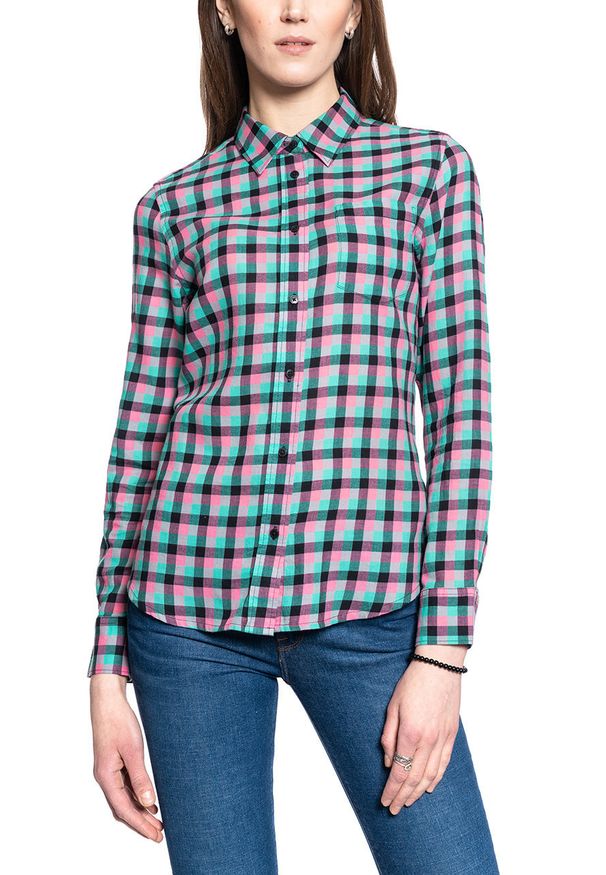 Wrangler - WRANGLER LS WESTERN SHIRT DAMSKA KOSZULA W KRATĘ DŁUGI RĘKAW BLACK W5Z1OR100 112130363. Długość rękawa: długi rękaw. Długość: długie