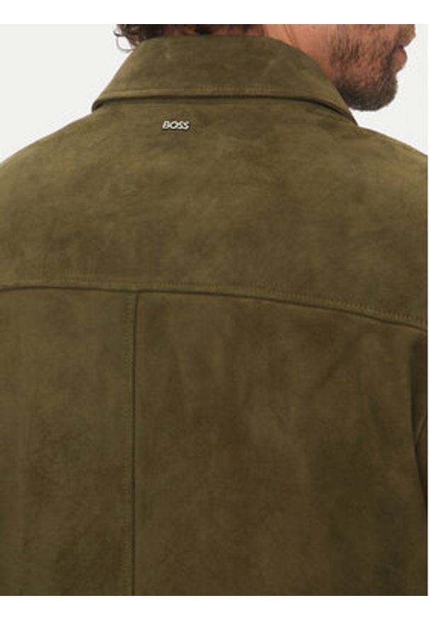BOSS Kurtka skórzana H-Malbano5 50528014 Zielony Regular Fit. Kolor: zielony. Materiał: skóra
