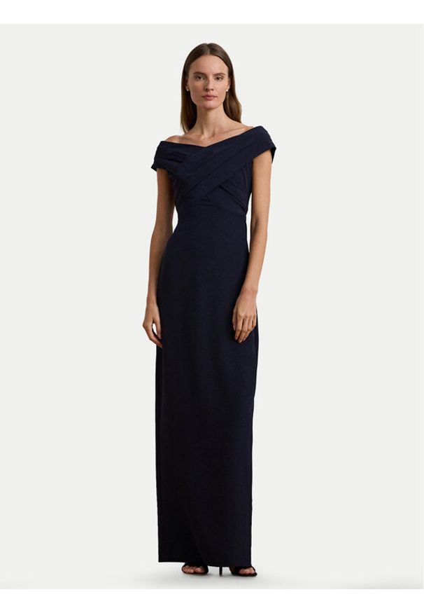 Lauren Ralph Lauren - LAUREN RALPH LAUREN Sukienka wieczorowa 2,53936E+11 Granatowy Slim Fit. Kolor: niebieski. Materiał: syntetyk. Styl: wizytowy