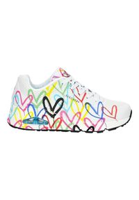 skechers - Buty do chodzenia damskie Skechers Spread The Love. Okazja: na co dzień. Zapięcie: sznurówki. Kolor: biały. Materiał: guma, materiał, syntetyk. Szerokość cholewki: normalna. Wzór: aplikacja. Sport: turystyka piesza
