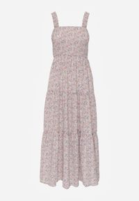 Born2be - Jasnobeżowa Sukienka Rozkloszowana na Ramiączkach w Kwiaty Hasana. Okazja: na co dzień. Kolor: beżowy. Długość rękawa: na ramiączkach. Wzór: kwiaty. Sezon: lato. Typ sukienki: proste. Styl: casual, elegancki #3