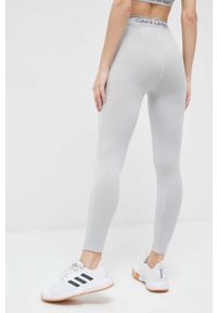 Calvin Klein Performance legginsy treningowe CK Athletic kolor szary gładkie. Stan: podwyższony. Kolor: szary. Materiał: skóra. Wzór: gładki #4