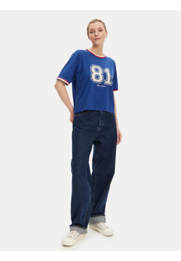 Guess Jeans T-Shirt W5YI19 K8HM0 Niebieski Regular Fit. Kolor: niebieski. Materiał: bawełna