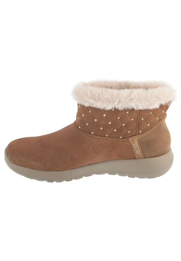 skechers - Buty zimowe damskie, Slip-Ins: On-The-Go Joy - Cozy Shimmer. Kolor: brązowy. Sezon: zima