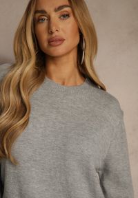 Renee - Szary Klasyczny Sweter z Wełną i Bawełną Meviliana. Okazja: na co dzień. Kolor: szary. Materiał: wełna, bawełna. Styl: klasyczny #3