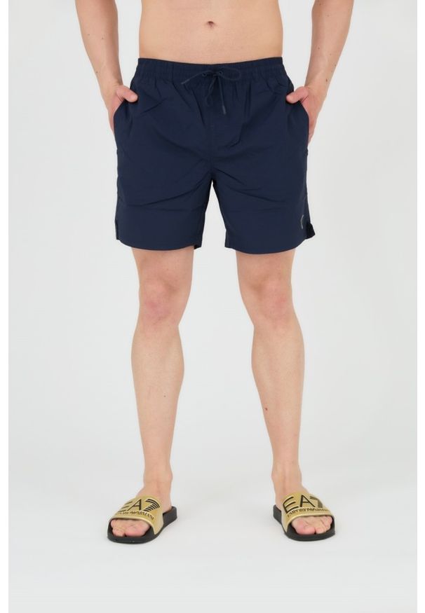 Guess - GUESS Szorty kąpielowe męskie granatowe, Rozmiar S. Kolor: niebieski. Materiał: poliamid