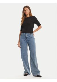 TOMMY HILFIGER - Tommy Hilfiger Bluzka WW0WW47308 Czarny Slim Fit. Kolor: czarny. Materiał: wiskoza #3