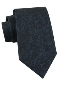 Elegancki Krawat Chattier - Granatowy z Kwiatowym Wzorem. Kolor: niebieski. Materiał: tkanina. Wzór: kwiaty. Styl: elegancki #1