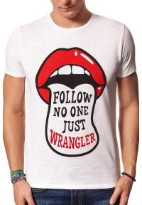 Wrangler - KOSZULKA WRANGLER FESTIVAL TEE DIRTY WHITE W7B44DEIF. Materiał: tkanina. Wzór: nadruk #4