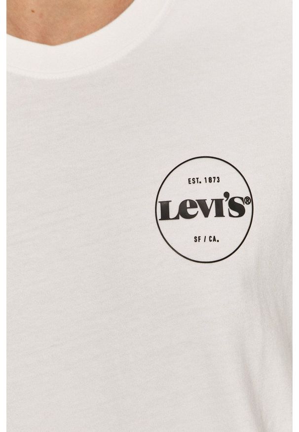 Levi's® - Levi's - T-shirt. Okazja: na spotkanie biznesowe. Kolor: biały. Materiał: dzianina. Wzór: nadruk. Styl: biznesowy