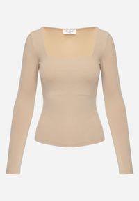 Born2be - Beżowa Elastyczna Bluzka z Kwadratowym Dekoltem z Wiskozą Doriore. Okazja: na co dzień. Typ kołnierza: dekolt kwadratowy. Kolor: beżowy. Materiał: wiskoza. Styl: elegancki, klasyczny, casual #7