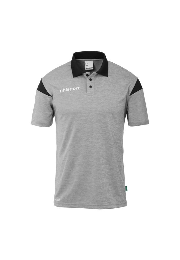 UHLSPORT - Koszulka polo dla dzieci Uhlsport Squad 27. Typ kołnierza: polo. Kolor: czarny, szary, wielokolorowy. Wzór: napisy
