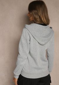 Renee - Szara Bluza Rozpinana z Bawełną i Kapturem Ozdobiona Sznurkami Ivila. Okazja: na co dzień. Kolor: szary. Materiał: bawełna. Wzór: aplikacja. Styl: casual, sportowy #4