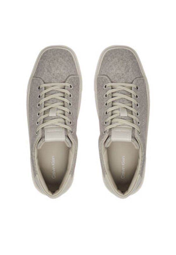 Calvin Klein Sneakersy Flatform Cup Lace Up W/Ml Felt HW0HW02325 Szary. Kolor: szary. Materiał: materiał