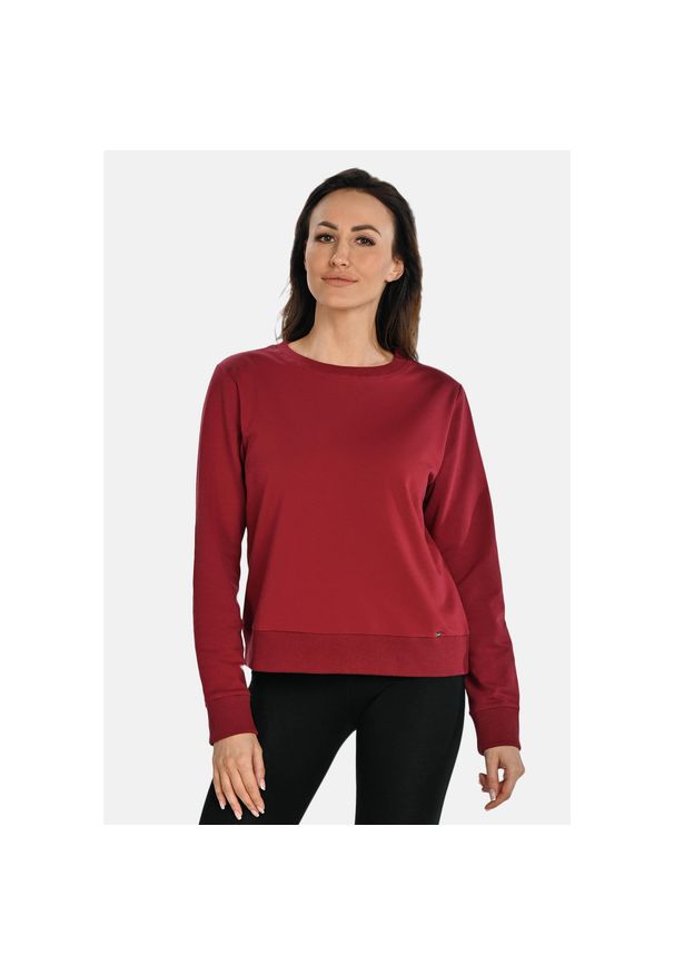 TEYLI - Bawełniana bluza damska z okrągłym dekoltem Teyli Ellis. Kolor: czerwony, wielokolorowy, brązowy. Materiał: bawełna, elastan. Sport: turystyka piesza, fitness