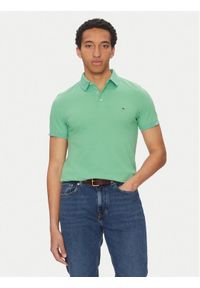 TOMMY HILFIGER - Tommy Hilfiger Polo 1985 MW0MW17771 Zielony Slim Fit. Typ kołnierza: polo. Kolor: zielony. Materiał: bawełna