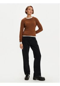 GANT - Gant Sweter 4800100 Brązowy Slim Fit. Kolor: brązowy. Materiał: bawełna