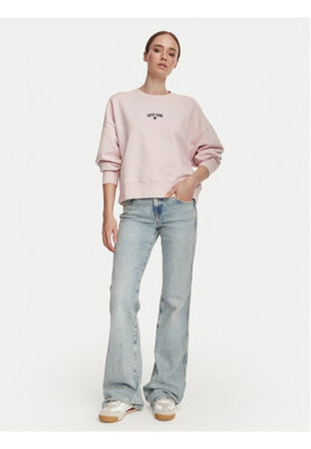 Guess Jeans Bluza W6YQ03 K3828 Różowy Regular Fit. Kolor: różowy. Materiał: bawełna
