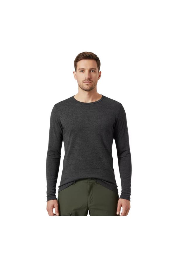 FJORK MERINO - Koszulka z długim rękawem męska 100% wełny merynosów - Finn 210. Kolor: szary. Materiał: wełna. Długość rękawa: długi rękaw. Długość: długie. Sezon: zima. Sport: narciarstwo