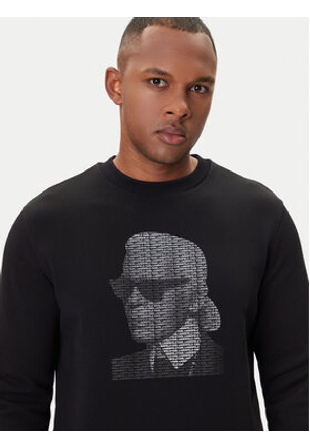 Karl Lagerfeld - KARL LAGERFELD Bluza 705031 554906 Czarny Regular Fit. Typ kołnierza: dekolt w karo. Kolor: czarny. Materiał: bawełna