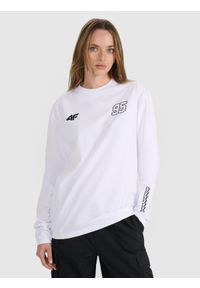 4f - 4F Longsleeve regular męski 4F x Bartosz Zmarzlik - biały M. Okazja: na co dzień. Kolor: biały. Materiał: bawełna, jersey, dzianina. Długość rękawa: długi rękaw. Długość: długie. Wzór: napisy, gładki, haft, ze splotem. Styl: sportowy, klasyczny, casual