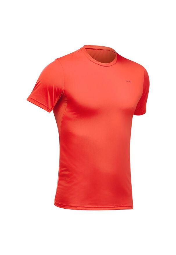 quechua - Koszulka turystyczna męska Quechua MH100. Kolor: czerwony. Materiał: poliamid, materiał, poliester, elastan. Sport: turystyka piesza