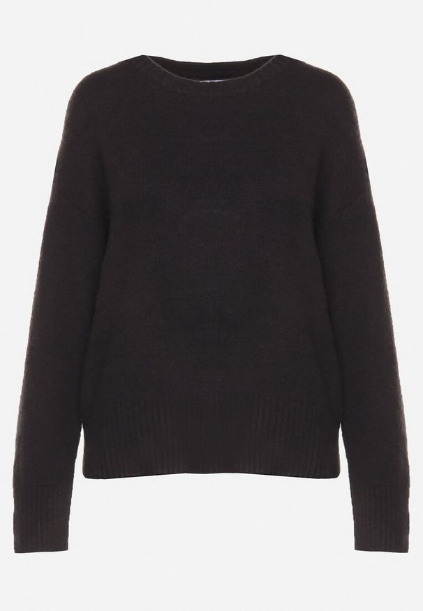 Born2be - Czarny Sweter o Klasycznym Fasonie z Wełną Avartissa. Kolor: czarny. Materiał: wełna. Sezon: zima. Styl: klasyczny