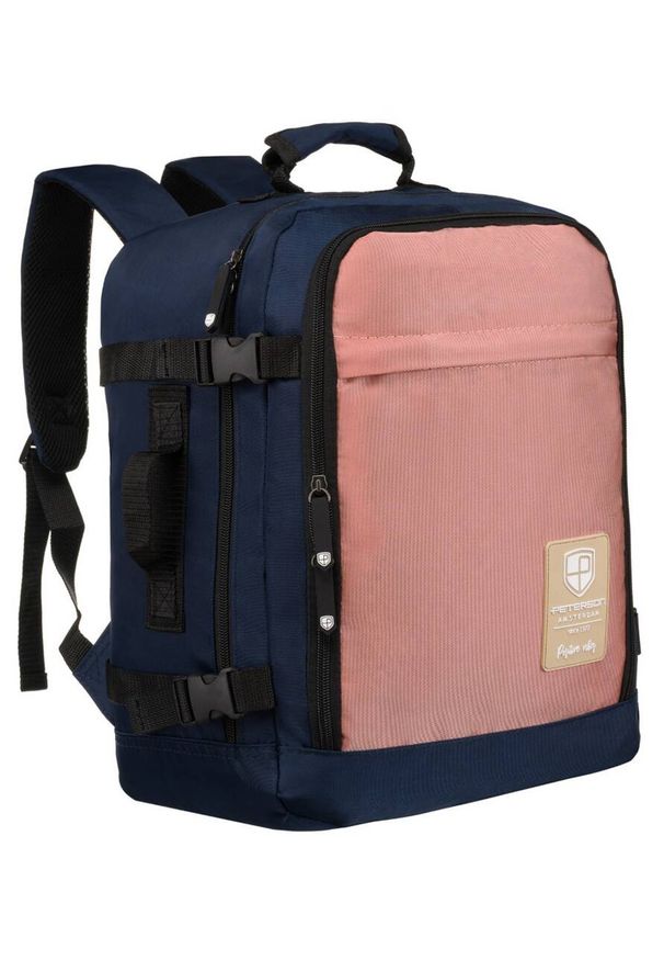 Plecak podróżny z portem USB Peterson PTN APP-0266 granatowy. Kolor: niebieski. Materiał: materiał