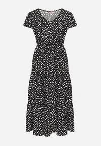 Born2be - Czarna Sukienka z Bawełną i Geometrycznym Wzorem Lunavella. Okazja: na co dzień, na spacer. Kolor: czarny. Materiał: bawełna. Wzór: geometria. Sezon: lato. Typ sukienki: proste. Styl: casual, elegancki #2