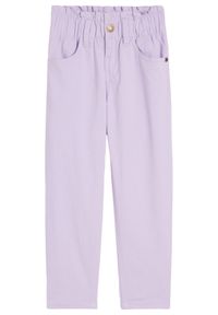 bonprix - Spodnie twillowe dziewczęce z gumką. Kolor: fioletowy #1