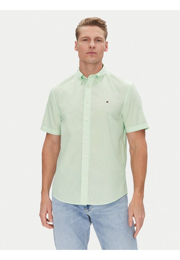 TOMMY HILFIGER - Tommy Hilfiger Koszula MW0MW37584 Zielony Regular Fit. Kolor: zielony. Materiał: bawełna