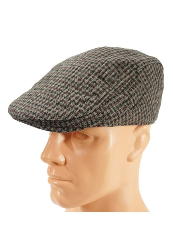Brązowy Męski Kaszkiet, Jesienno-Zimowy w Pepitkę, Kratkę - Pako Jeans. Kolor: beżowy, brązowy, wielokolorowy. Materiał: poliester. Wzór: kratka. Sezon: jesień, zima