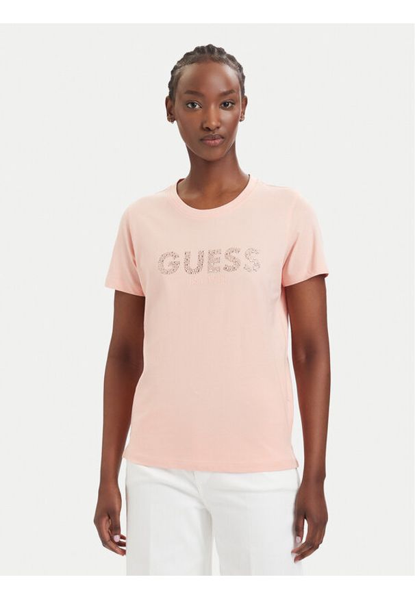 Guess T-Shirt W6GI15 K3035 Koralowy Regular Fit. Kolor: pomarańczowy. Materiał: bawełna
