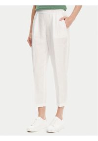 United Colors of Benetton - United Colors Of Benetton Spodnie materiałowe 4AGH558X5 Écru Straight Fit. Materiał: len
