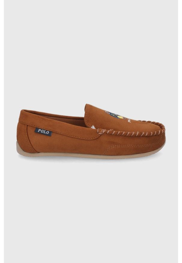 Polo Ralph Lauren Kapcie kolor brązowy. Kolor: brązowy. Materiał: guma