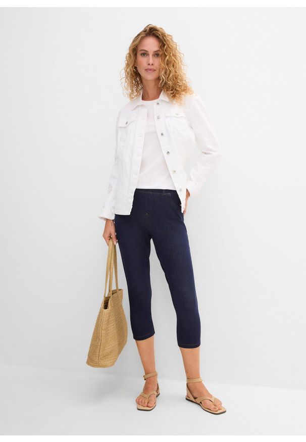 bonprix - Legginsy rybaczki w optyce dżinsowych. Kolor: niebieski