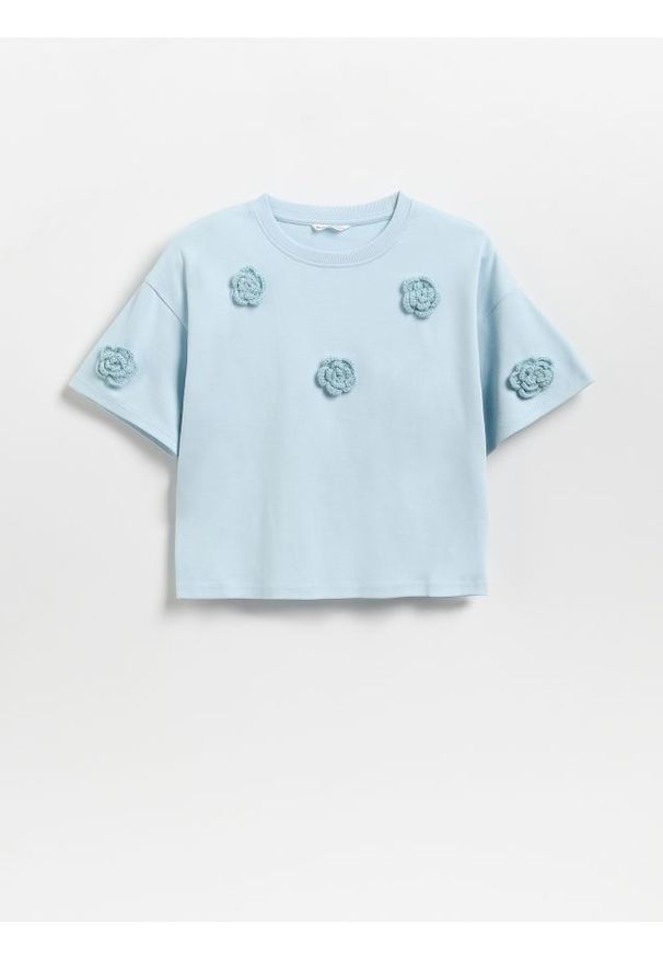 Reserved - T-shirt z aplikacją - jasnoniebieski. Kolor: niebieski. Materiał: bawełna. Wzór: aplikacja