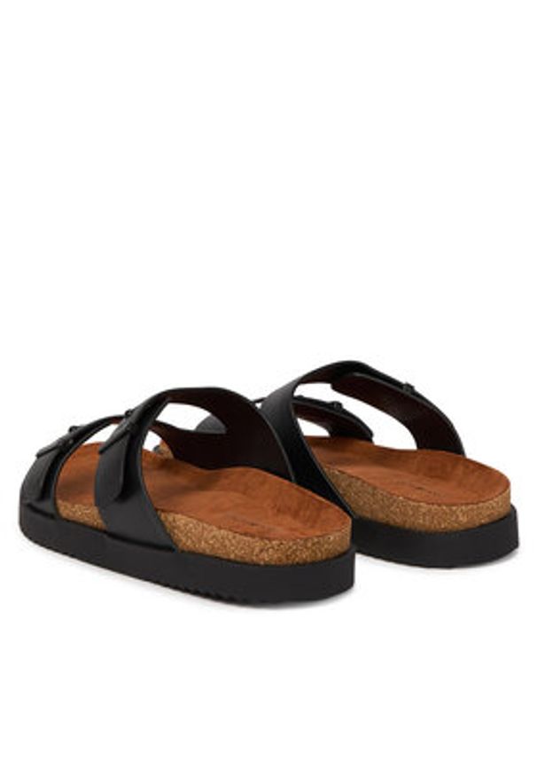 TOMMY HILFIGER - Tommy Hilfiger Klapki Cork Adjustable Lth Sandal FM0FM05754 Czarny. Kolor: czarny. Materiał: zamsz, skóra