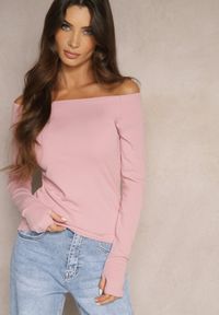 Renee - Różowa Bluzka z Bawełny z Wycięciem na Kciuk Valwiwi. Okazja: na co dzień. Kolor: różowy. Materiał: bawełna. Styl: casual
