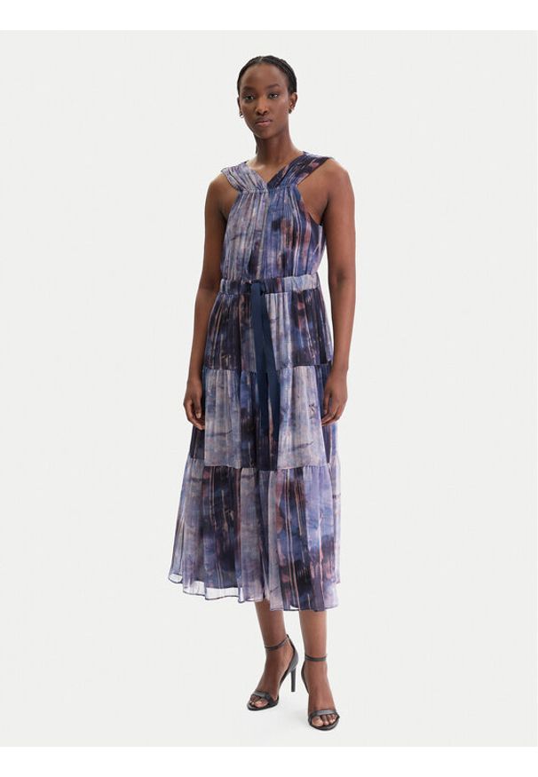 DKNY Sukienka koktajlowa P5KBGD66 Granatowy Regular Fit. Kolor: niebieski. Materiał: syntetyk. Styl: wizytowy